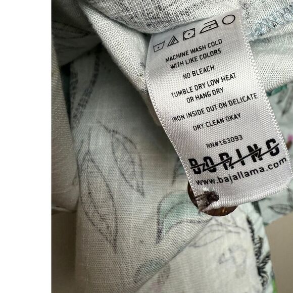 Baja Llama Short Sleeve Slub Cotton Button Down Shirt Sz. L - Picture 8 of 9